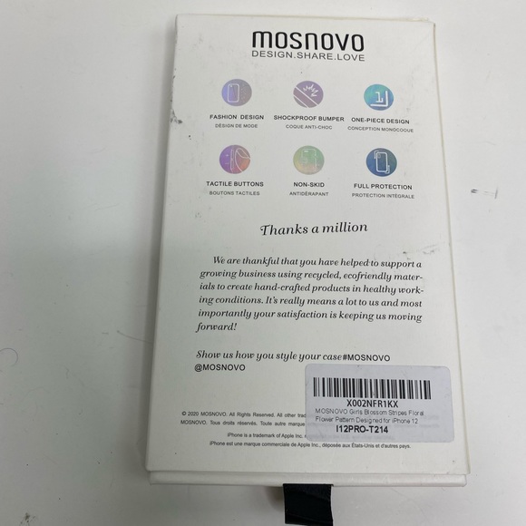 iPhone 12 Pro Case NEW in Box from Mosnova Floral and Rose Print Clear - Picture 2 of 4